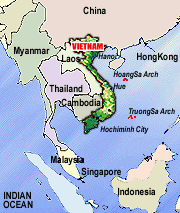 La carte du Vietnam avec lec pays frontaliers (24k)
